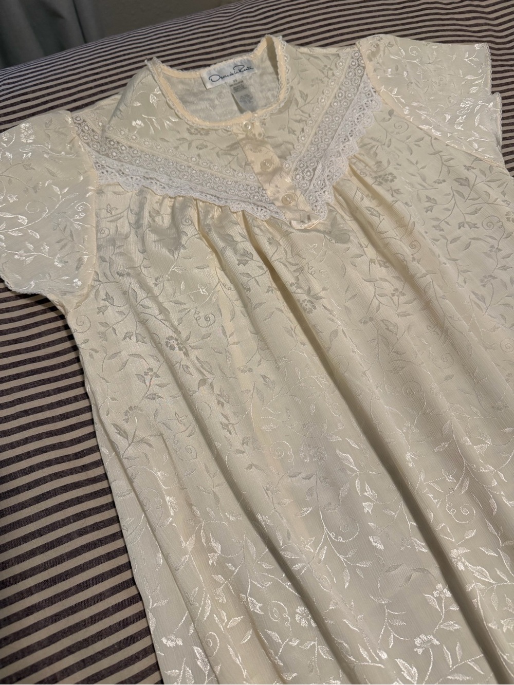 Vintage 80s Oscar de la Renta Butter Yellow Night Gown Dress Sz XS